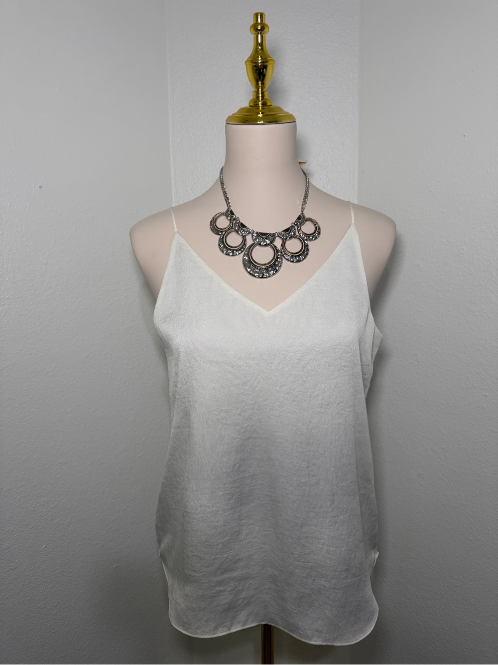 White Satin Cami Tank | Small